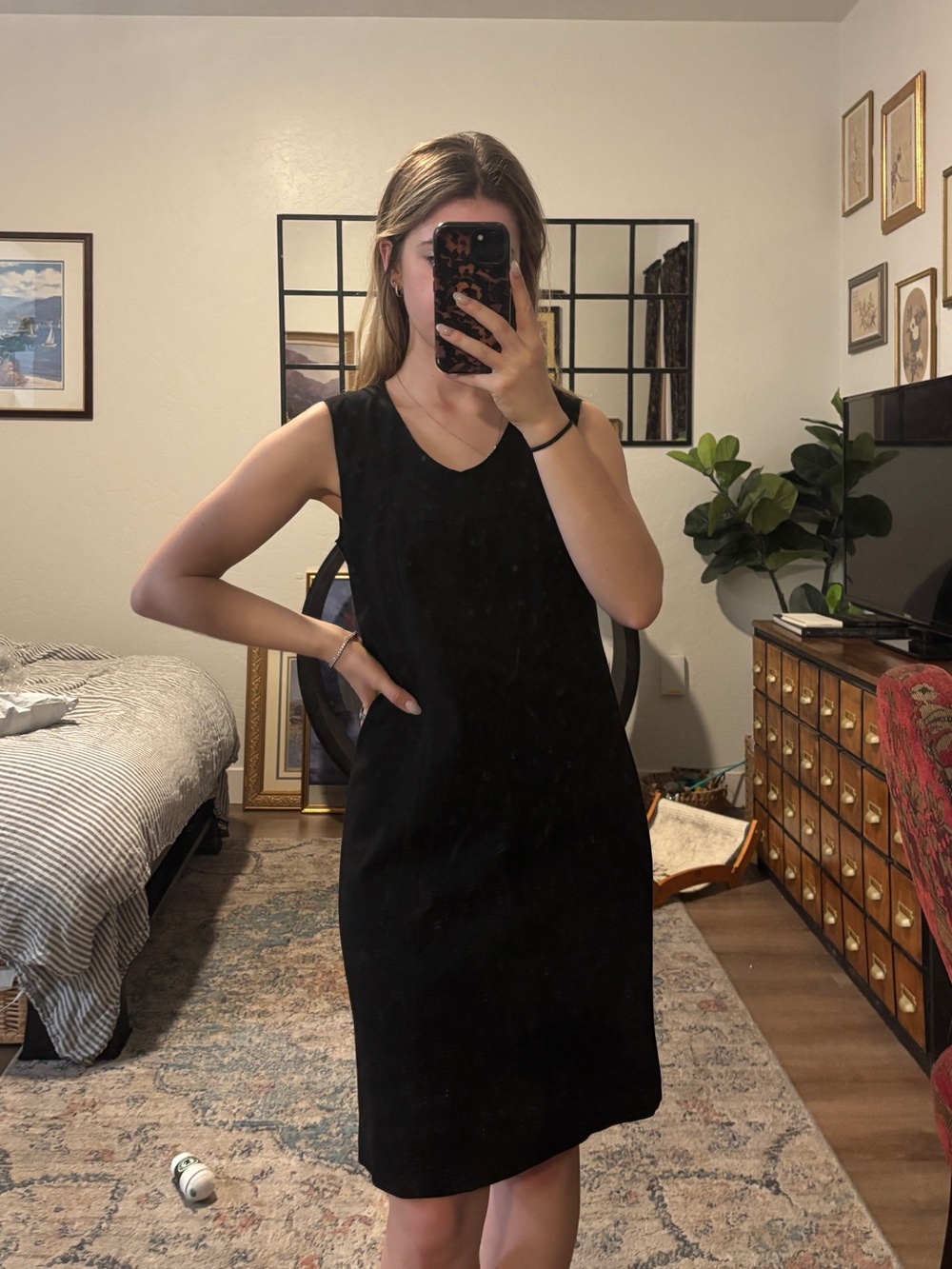 NWT LaVia 18 black midi sheath dress sleeveless with stitch detail at collar